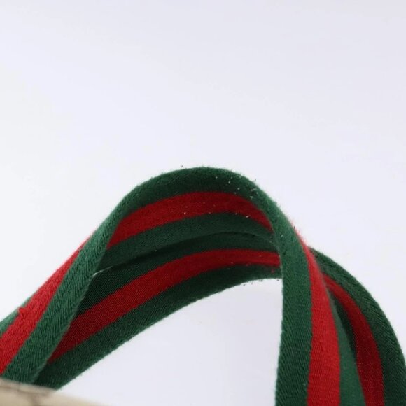 GUCCI GG Canvas Web Sherry Line Tote Bag Beige Green Red Auth - Picture 9 of 16
